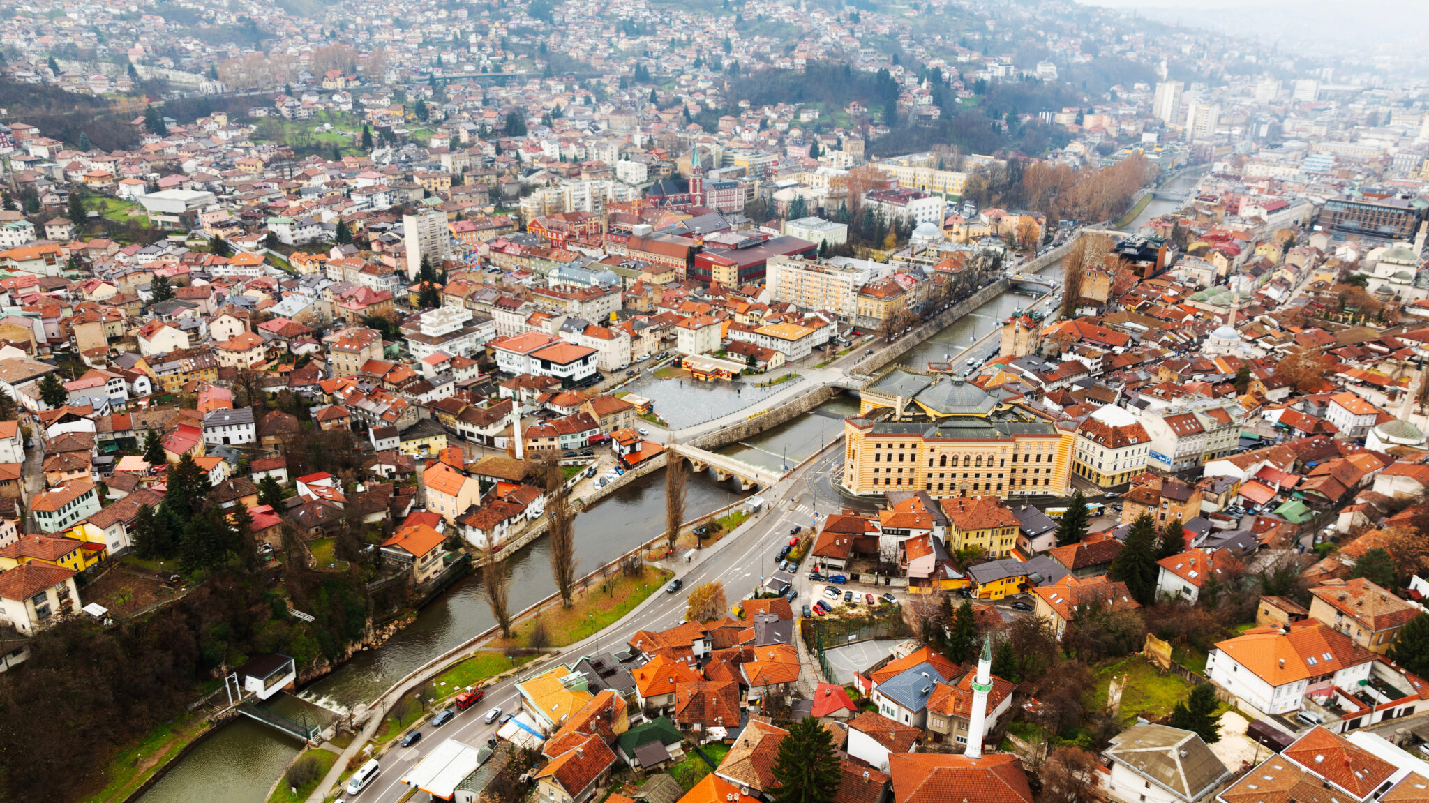 Sarajevo and Latin Bridge at night